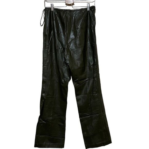 INC Vegan Leather olive green 12 (L) high waist Straight leg pants - Picture 2 of 5